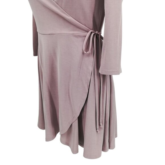 Lulus V-neck 3/4 Sleeve Wrap Dress Size S Mauve Blush Pink Flutter Skirt Short - Picture 7 of 11